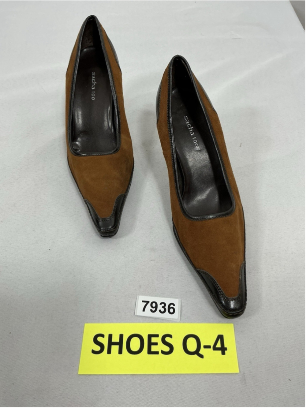Womans Sacha Too Slip On Pumps 7.5 M Brown Classic Heel Pointed Toe